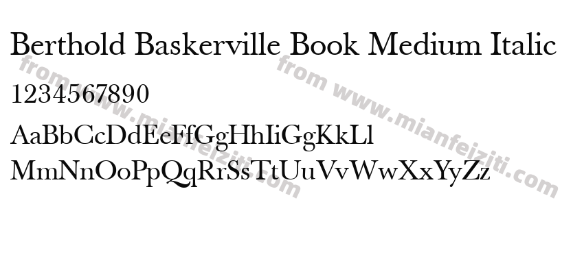 berthold baskerville book medium italic字体预览