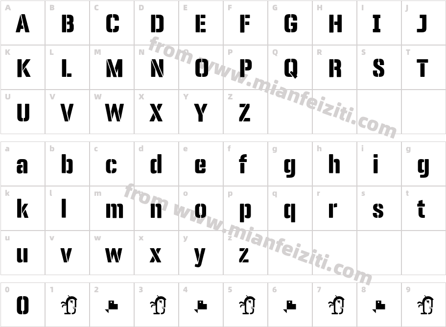 PanfletaStencilExtraBold-z254字体字体映射图