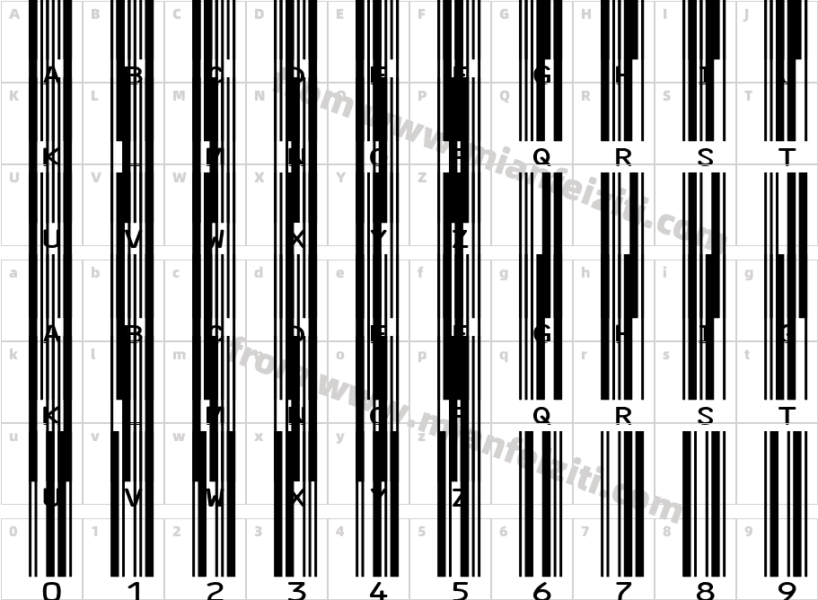 Code_39_Barcode字体字体映射图