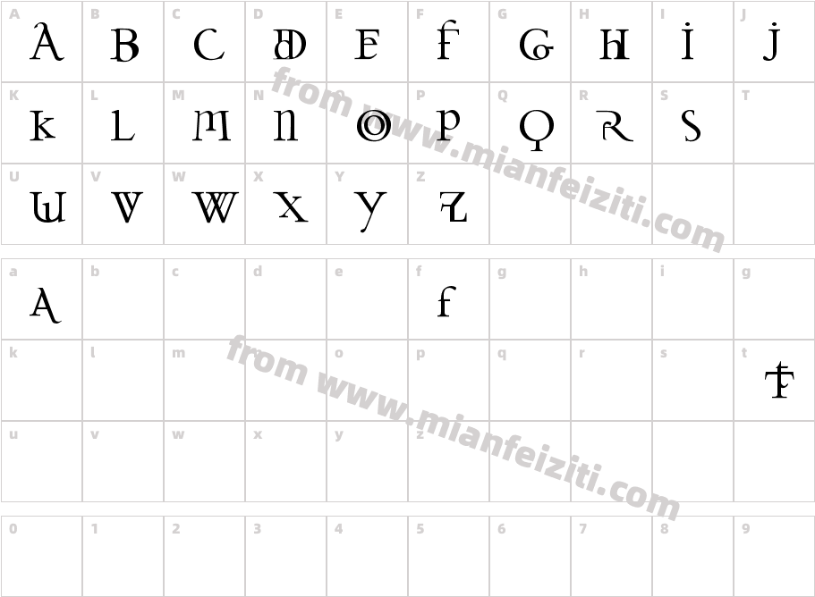 Darwin Plain字体字体映射图