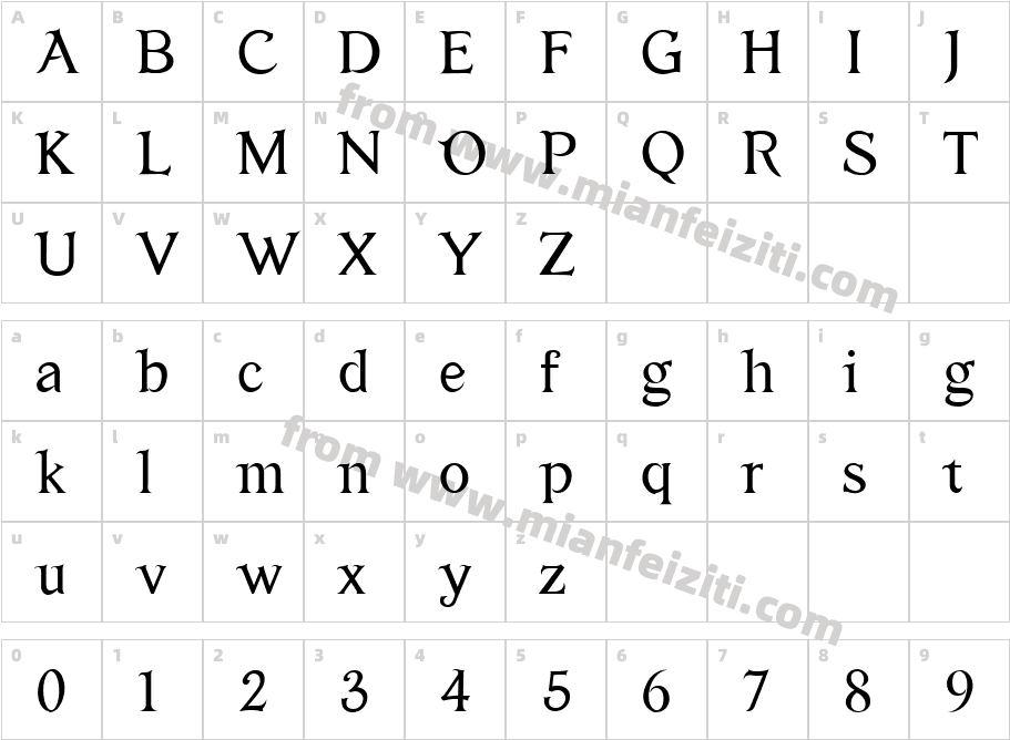 HFExotic字体字体映射图