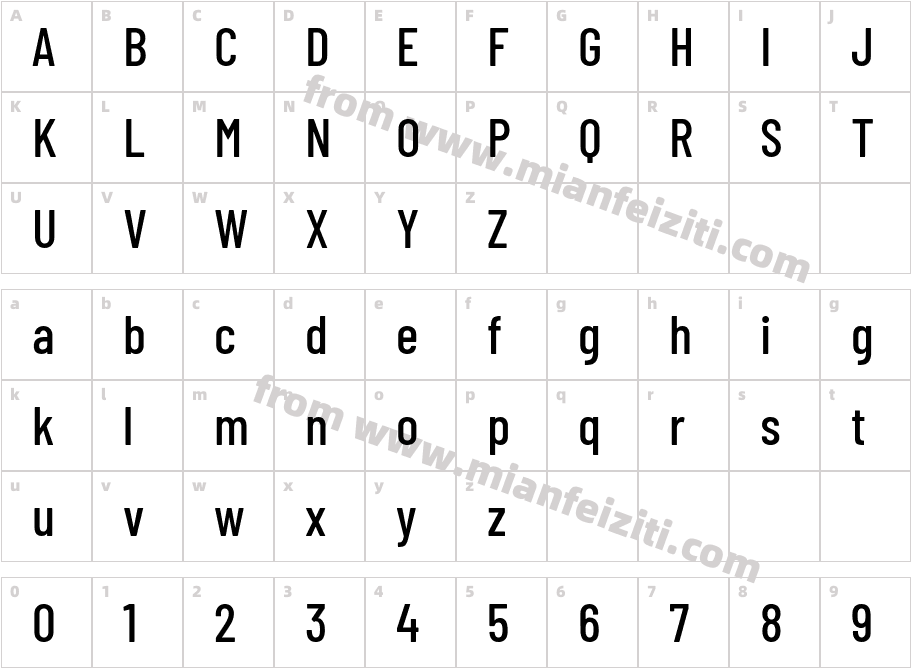 Barlow Condensed Medium字体字体映射图