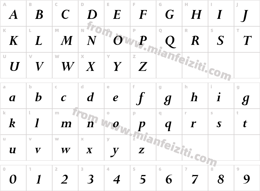 Lapidary333 BT字体字体映射图