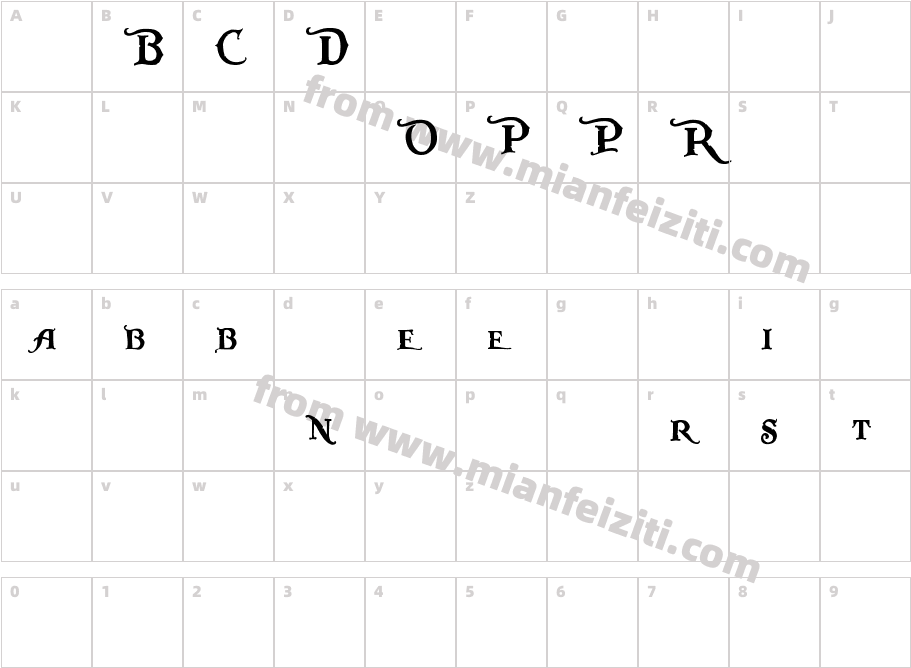 Pieces of Eight Alt字体字体映射图