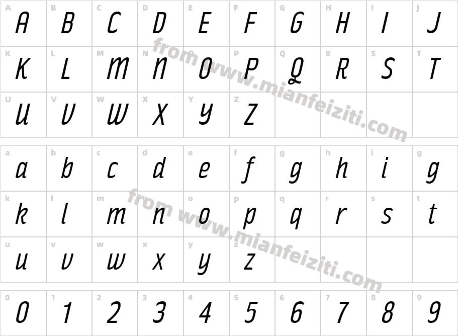 Rakesly Bk Italic字体字体映射图