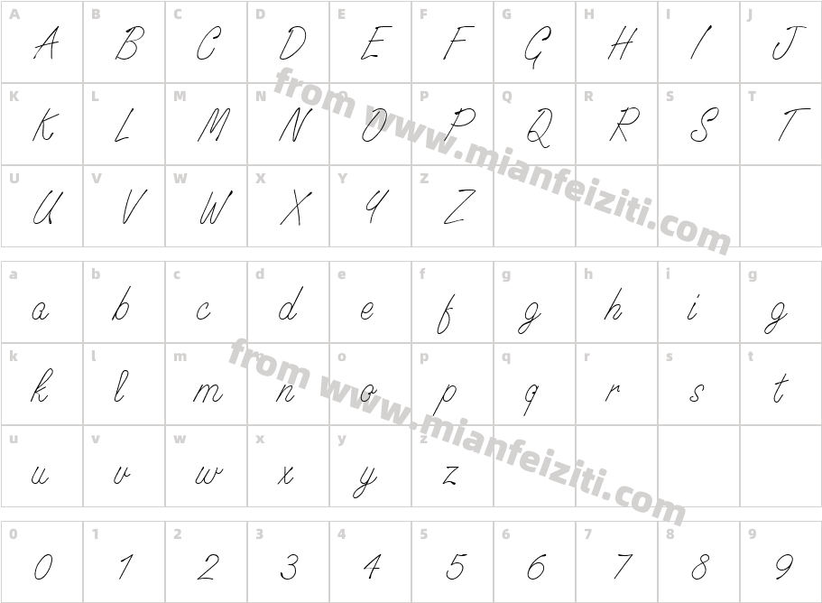 Signature Regular字体字体映射图