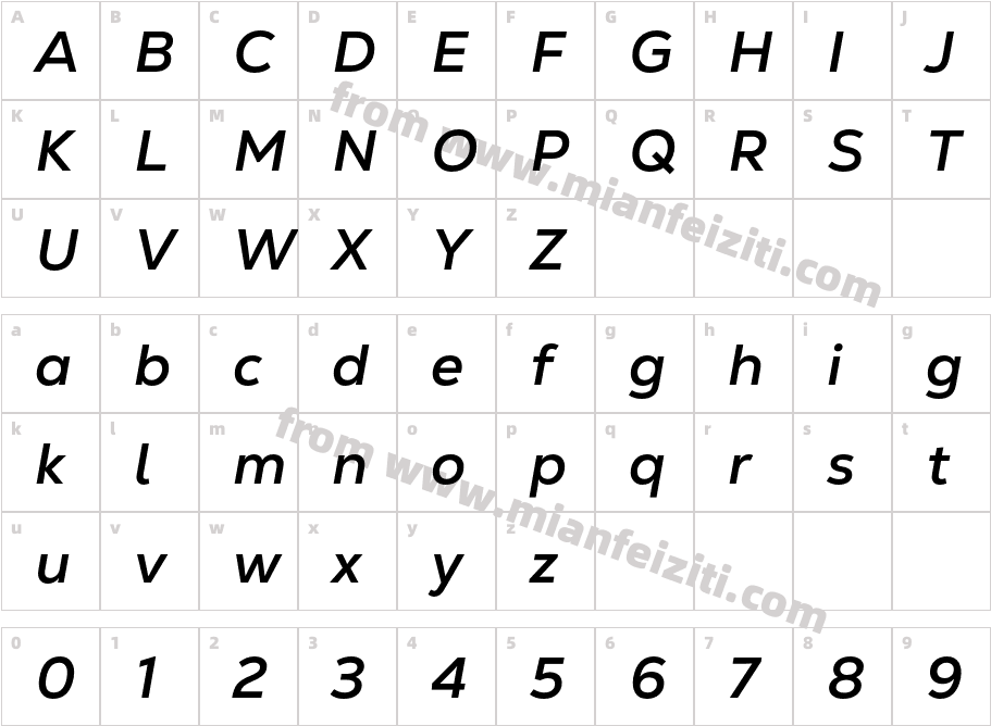 Nexa Text Bold Italic字体字体映射图