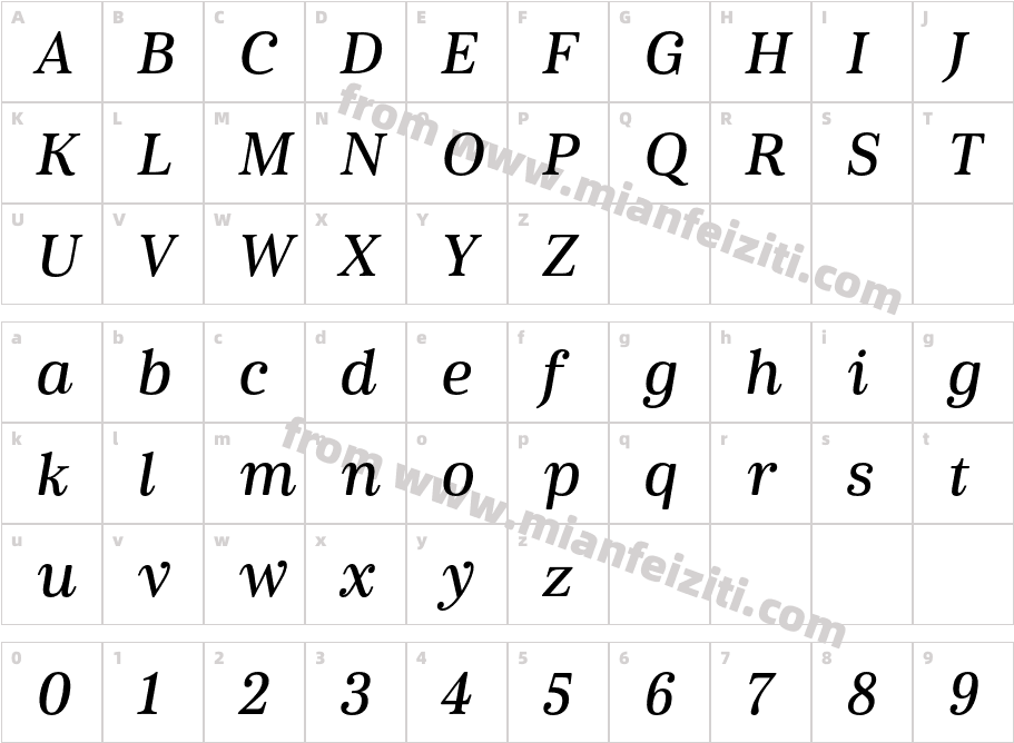 Cabrito Serif W05 Ext Demi It字体字体映射图