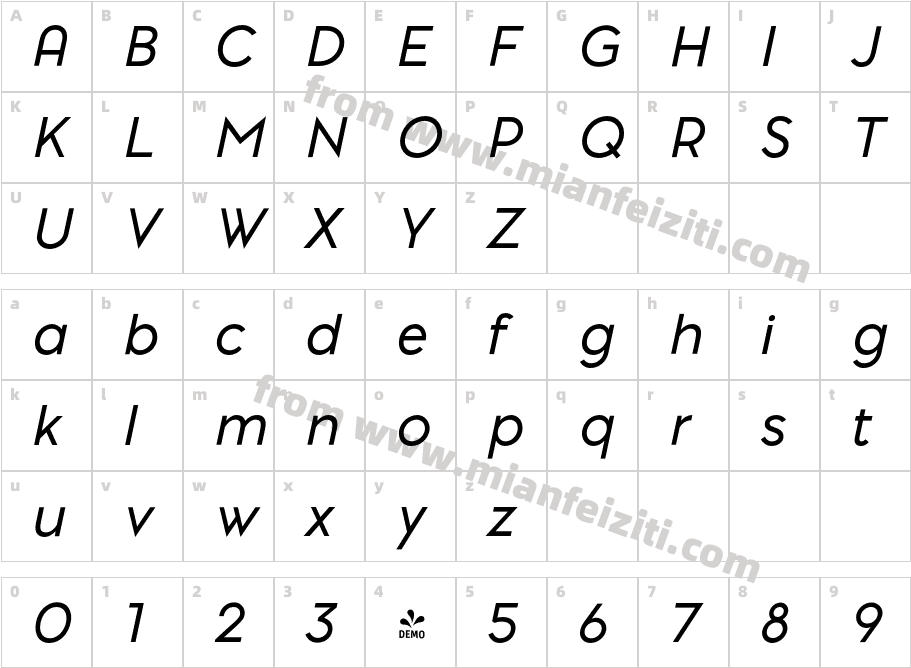 FSP DEMO Pontiac Regular Italic Regular字体字体映射图