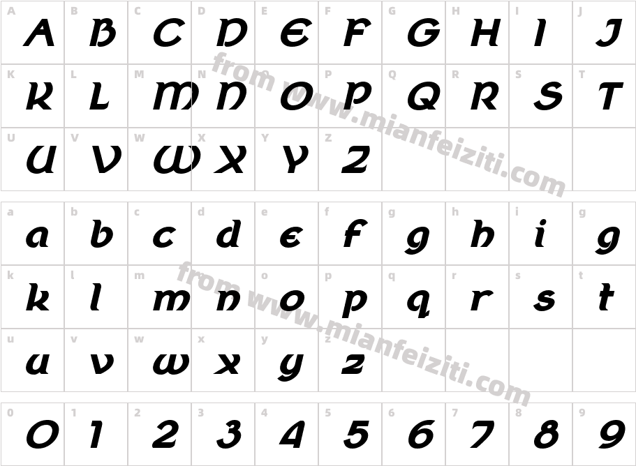BerenikaBoldOblique-0z1z字体字体映射图